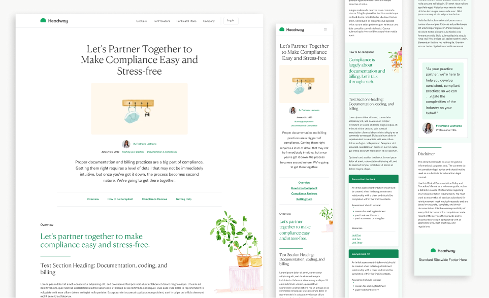 Desktop and Moblie mocks of example article page