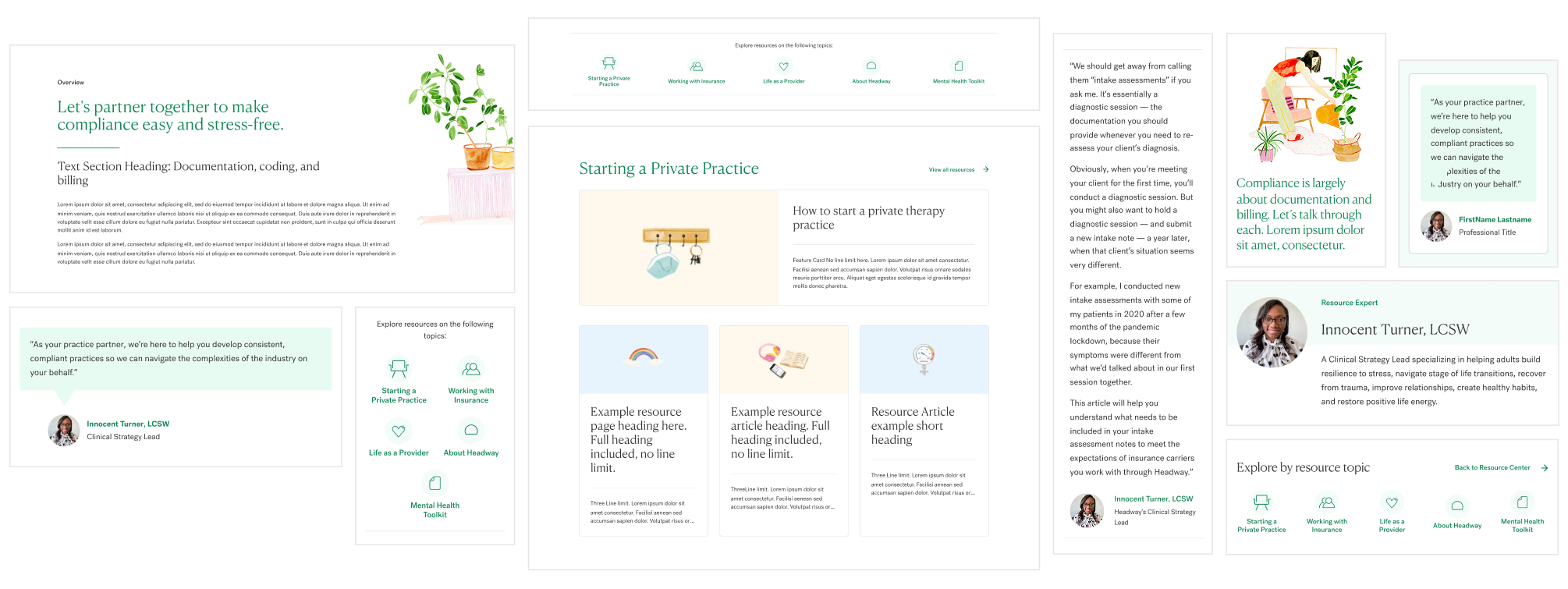 Collage of page components at various breakpoints.