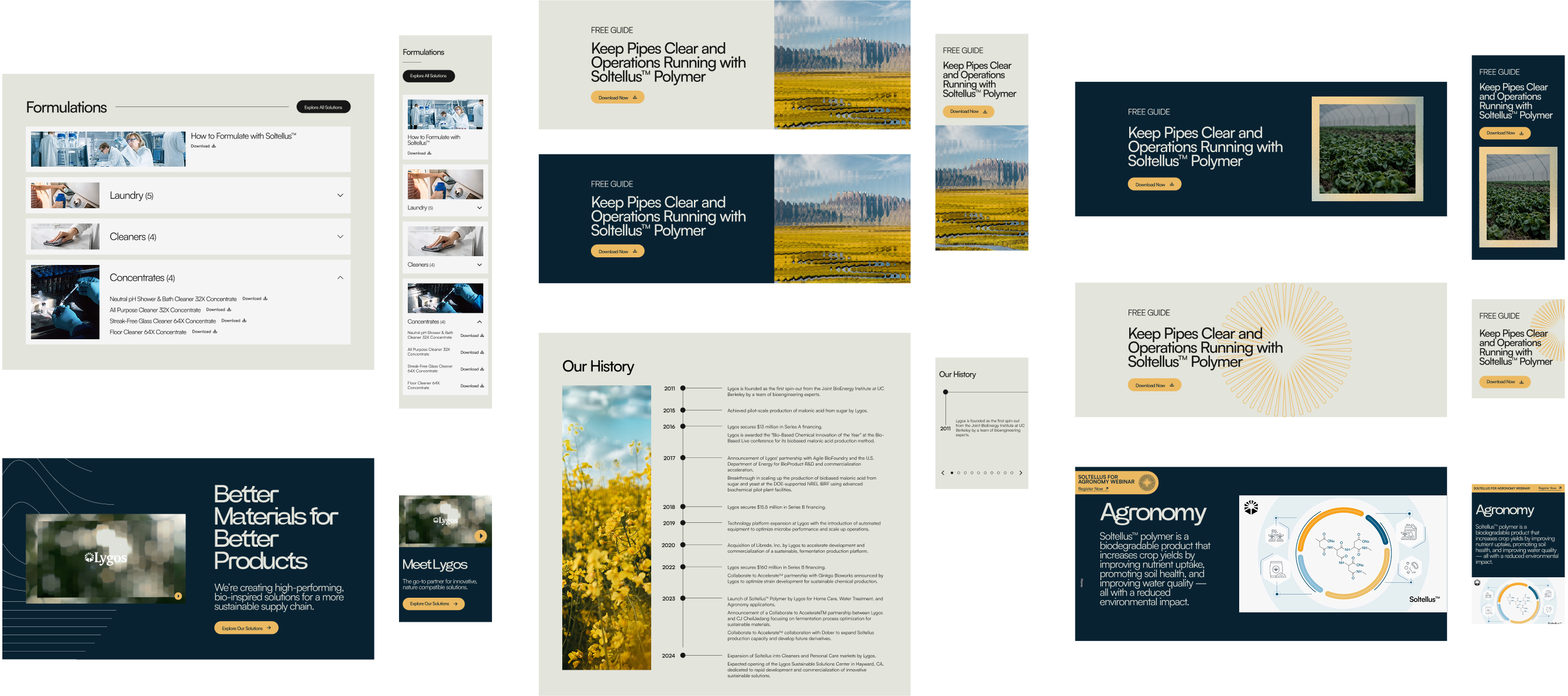 Collage of new page component designs.