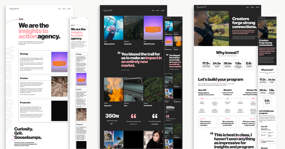 Collage of updated page designs for various breakpoints