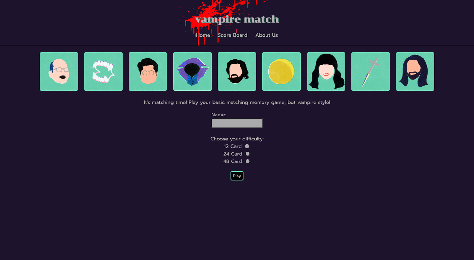 Vampire Match homepage